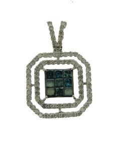 18k High End White&Blue Diamond Pendant (BLP5)