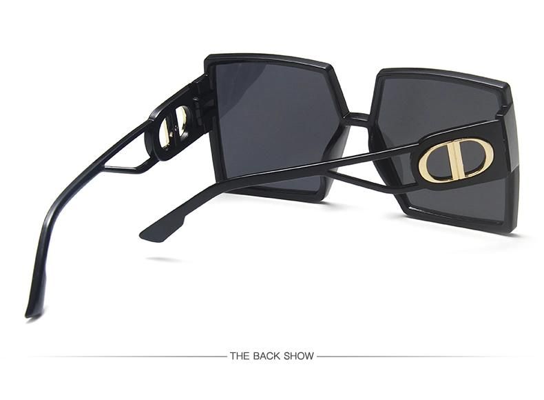 Large Frame Sunglasses with Hollow Temples and Bright Black Cross-Border Aliexpress Glasses