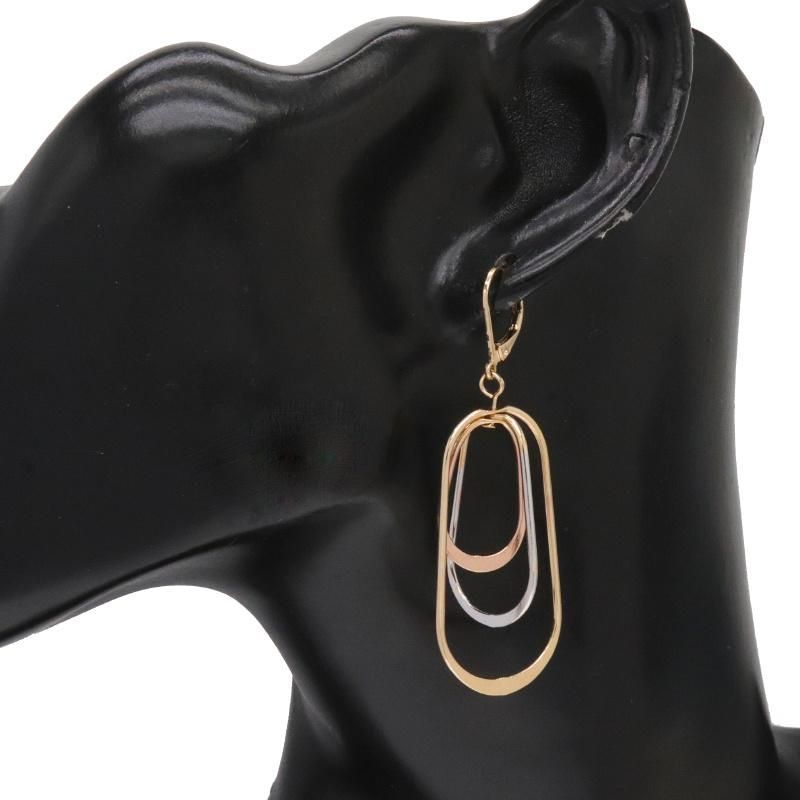 High Quality Women′s Tricolor Gold Plated Drop Earrings