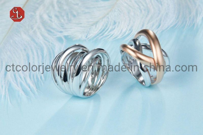 Fashion Sterling Silver Jewelry Matte Polish Twisted Rope Punk Rings