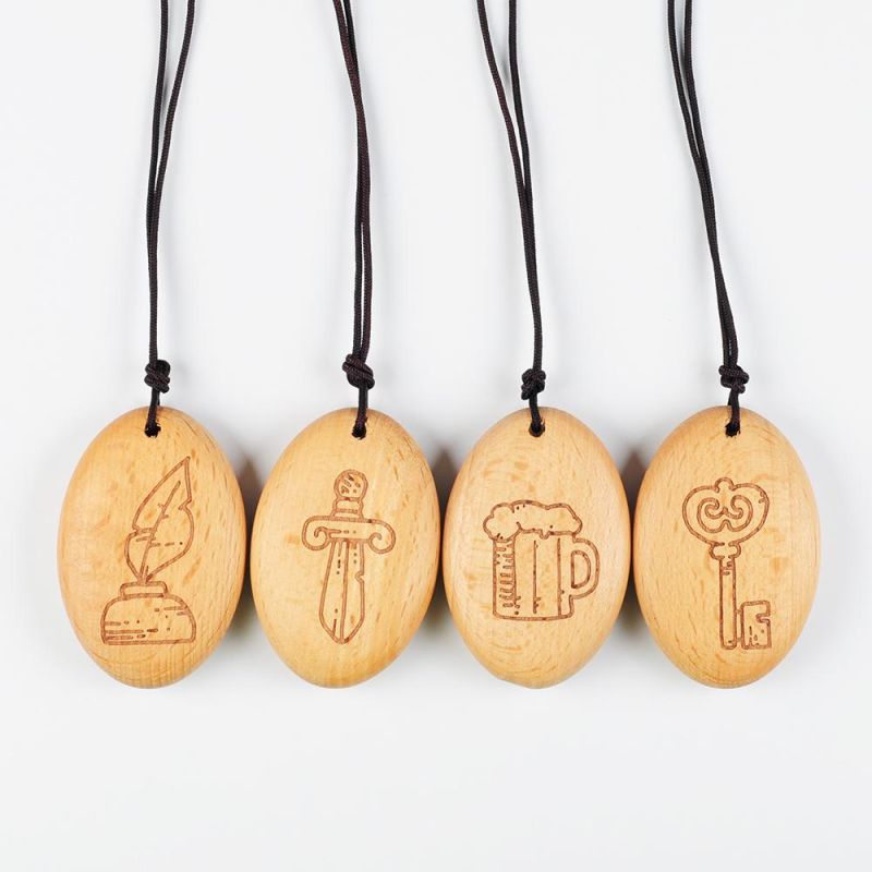 Custom Oval Shape Beech Wood Pendant with Cord