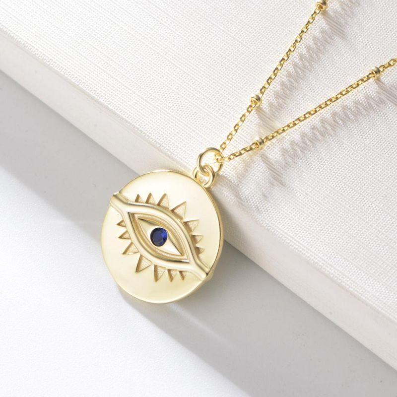 New Arrivals Gold Plated Jewelry Simple Eye Coin Pendant Necklace