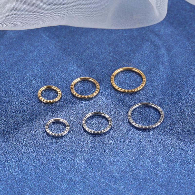 G23 Titanium Pyramid Nose Rings Hoop-Hinged Septum Clicker 16g 6mm to 12mm Body Piercing Jewelry