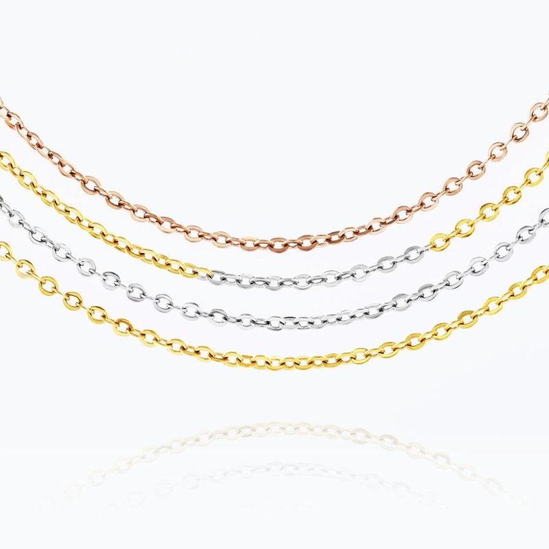 Shining O Cable Chain 0.3-0.8mm Dainty Necklace Gold Silver Rose Gold for Pendants