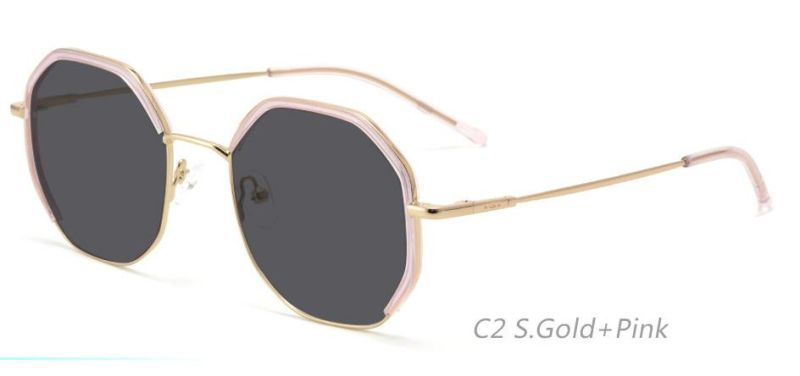 Geometric Stylish Metal Sunglasses UV Protective Women′s Sunglasses
