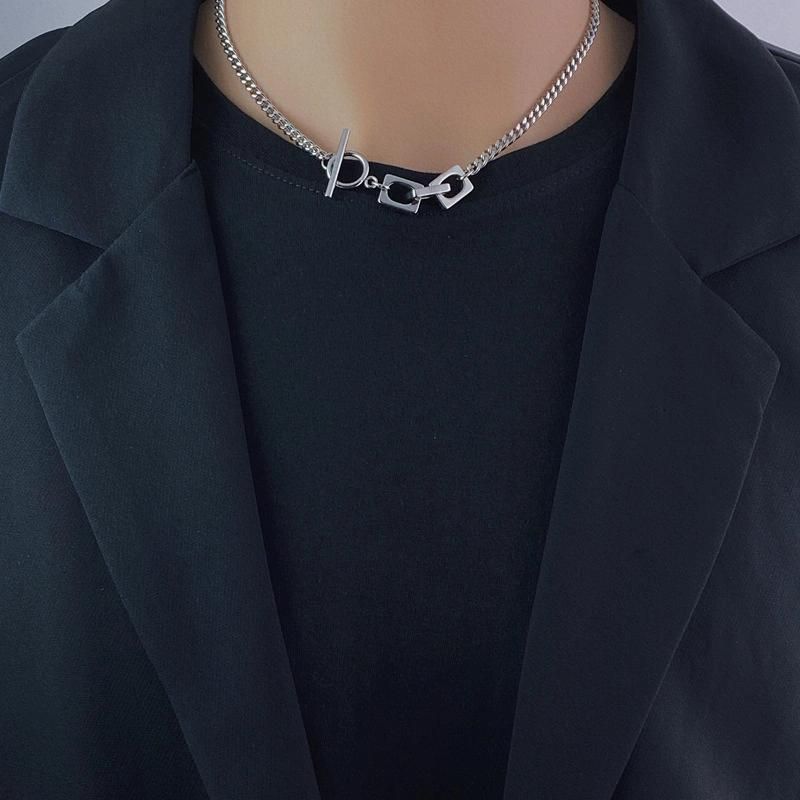 Manufacturer Custom Steel Jewelry High Quality Waterproof Simple Necklace Stainless Steel Ot Buckle Necklace Collarbone Chain Fashion Jewelry for Men Unisex