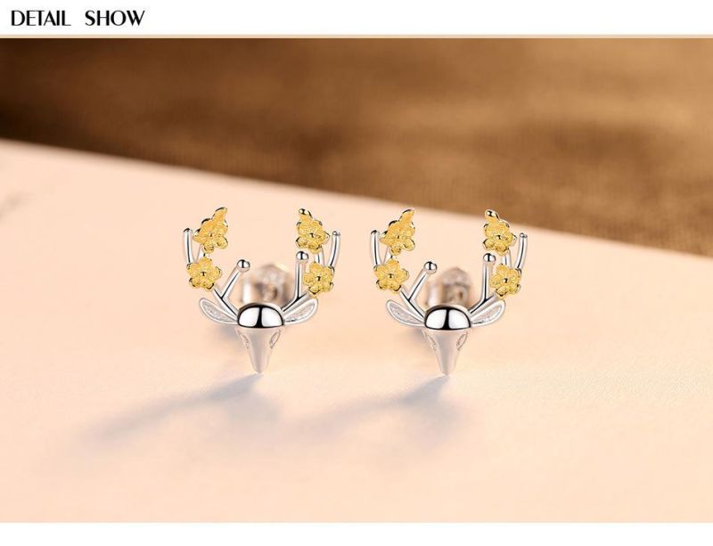 Fashion Jewelry Elk Earring Stud with Yellow Flower