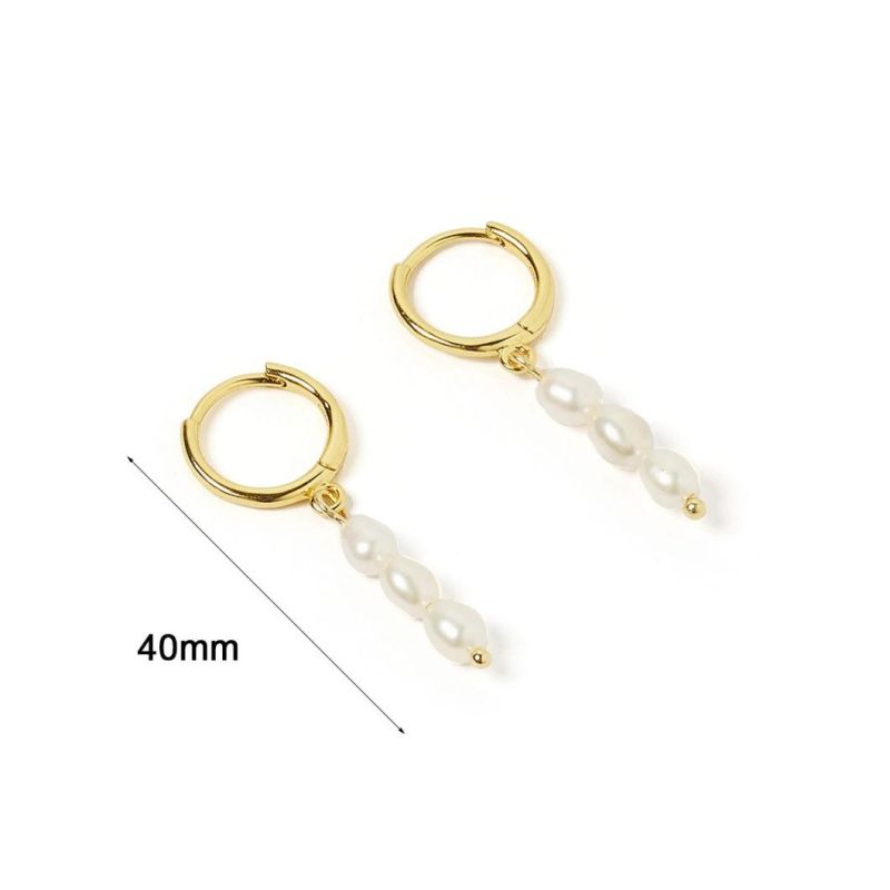 Fashion Custom 925 Sterling Silver Jewelry Simple Baroque Irregular Real Gold Plated Mother of Pearl Drop Earrings for Women