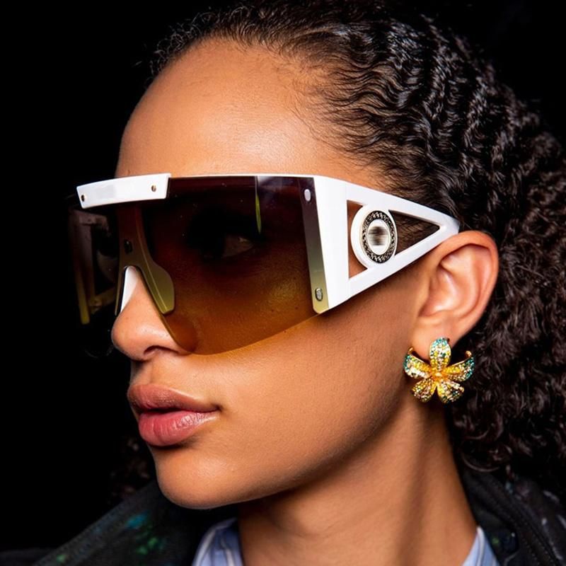 Sunglasses New Trendy One-Piece Cut-Edge Windshield Sunglasses Men′ S European and American Cross-Border Square Frame Fashion Outdoor Sunshade Sunglasses