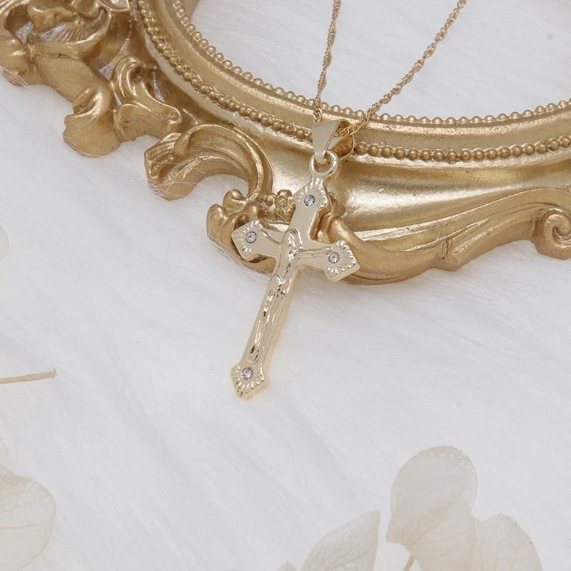 2022 Wholesale Zirconia Jesus Cross Pendant Bead Necklace