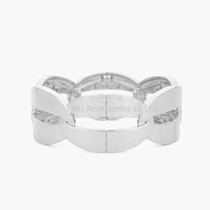 Fashion Women&prime;s Alloy Silver Elastic Charm Bracelets