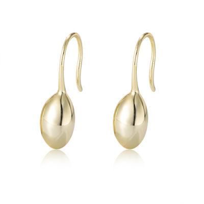 Korean New Fashion Design Women Bead Hook 925 Sterling Silver Mirror Polishing Hanging Earrings