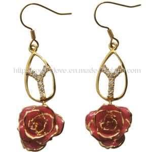 Fashion Jewelry of 24k Gold Rose Earring (EH025)