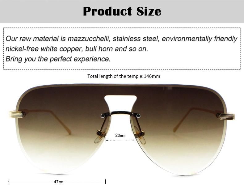 Top Flat Light Stock Frameless Sunglasses for Women