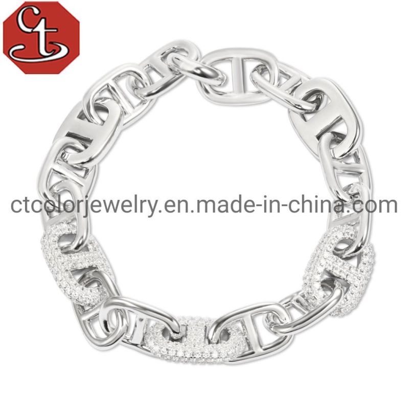 Chain Silver Jewelry Double Link Gold plated Bracelet