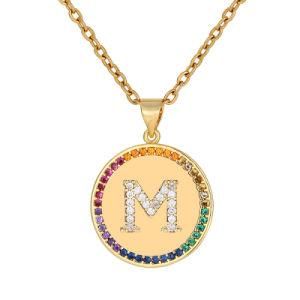 Hip Hop Custom Small Initial Disc Arabic Bling Block CZ Initial Pendant Letter B Alphabet Pendant Design Single Letter Necklace