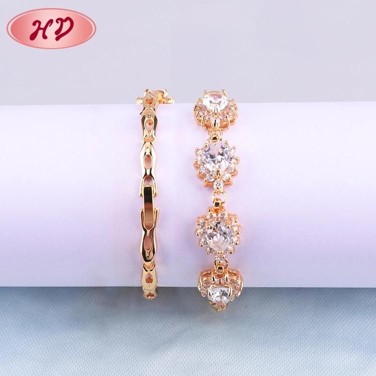 Hot Sale Anniversary 18K Gold Fashion Jewelry White Crystal Charm Bracelet Women