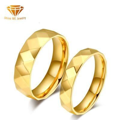 Fashion Ring Titanium Stainless Steel Gold Plated Faceted Couple Rings Personality Rings Titanium Steel Rings Wholesale SSR2011