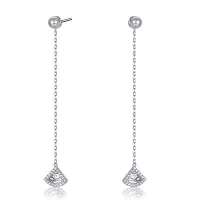 Silver and Brass Fan Shaped Drop Earring for Women