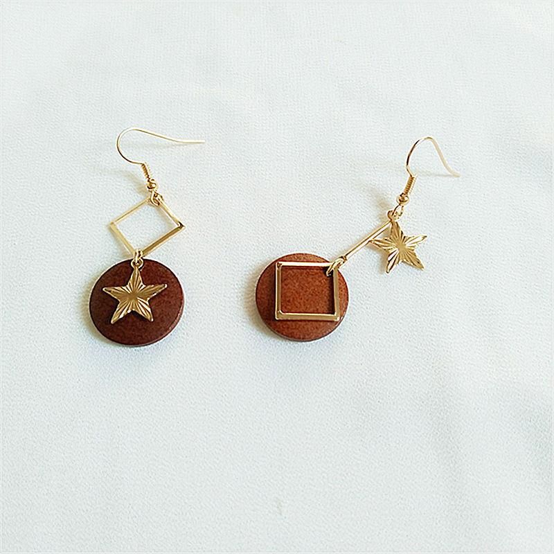 Simple Vintage Elegant Hand-Made Geometry Irregular Little Star Earrings