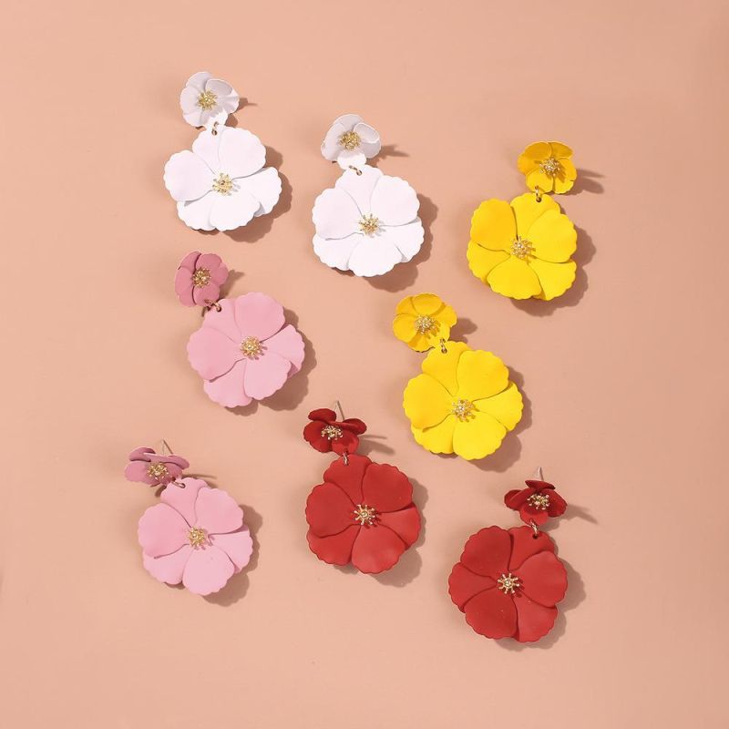 Hot Selling Forest Flower Earrings Creative Fashion Alloy Spray Paint Multicolor Summer Floral Earrings Jewelry Women 2022