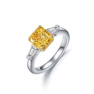 2022 High Quality Costume Jewelry 2.0CT Radiant Cut Simulated Diamond in 925 Sterling Silver Ring