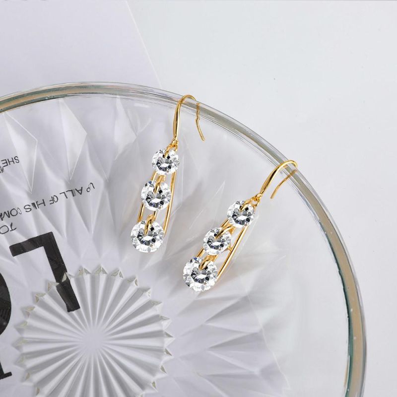 Big Shinny Crystal Dangle Earrings Gold Color Geometry Drop Earrings for Women Long Earring Jewelry Brincos