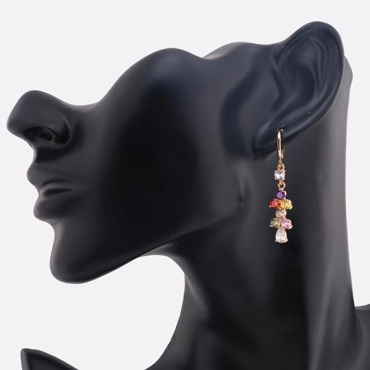 Factory Direct Sale Zircon 24K Saudi Gold Flower Drop Earrings Jewelry