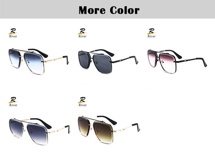 Stylish Top Flat Metal Frame Women Stock Sunglasses