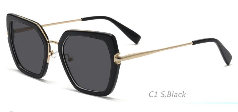 Rectangle Geometric Stylish Metal Sunglasses UV Protective Women′s Sunglasses
