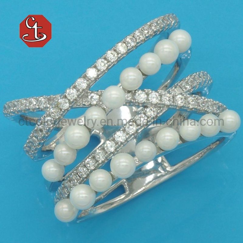 Luxury Design Shell Pearl Ring for Women Rose Gold Color Multi-Layers Wedding Rings Vintage Jewelry