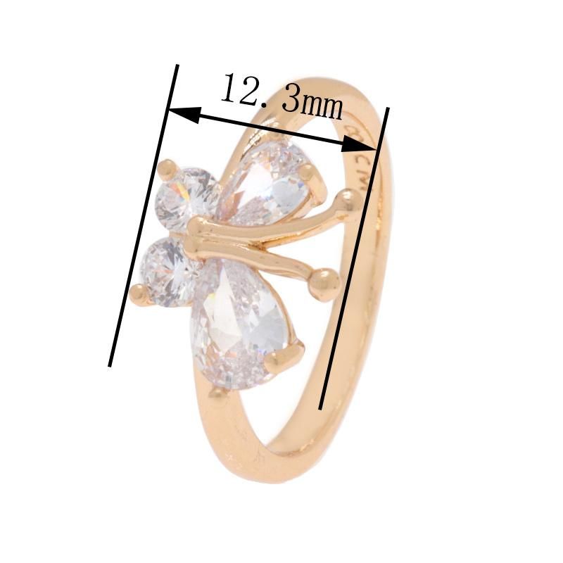 Fashion Design Butterfly Ring Zircon Jewelry Brass Gold Plated Ring