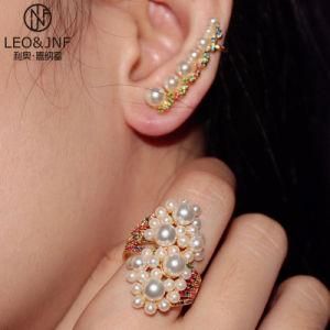 Wholesale Fashion Jewelry Elegant Silver or Brass Gold Plated with CZ Fashion Jewellery Pearl Ring