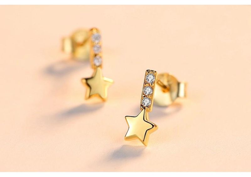 Fashion Jewelry Double Colors Choice Star Ear Stud