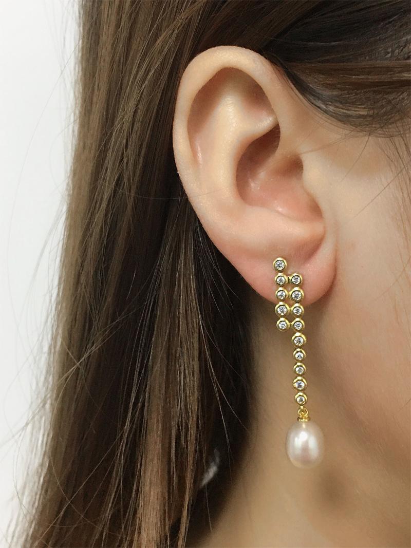 Fashion Jewelry Silver and Brass White Shell Pearl Drop Earring Jewellery