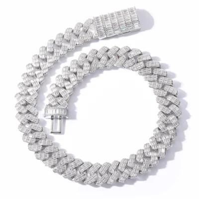 Miami 17mm Square Zircon Diamond Iced out Cuban Chain Mens Hip Hop Necklace Jewelry