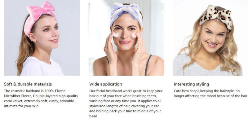 Women Girls Towel Headbands Washing Face Facial Hair Band SPA Makeup Headband