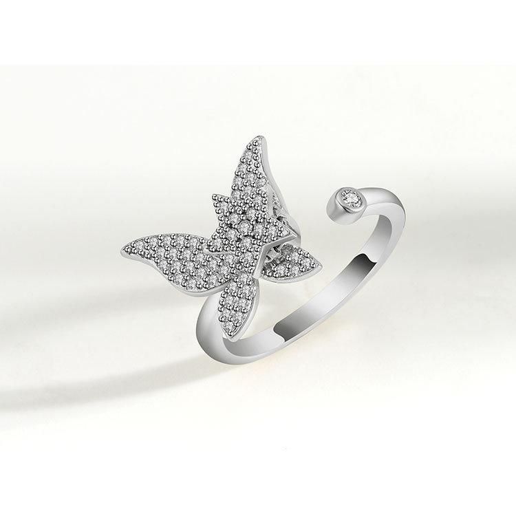 Golden Butterfly Rotate Fine Design Ring Jewelry