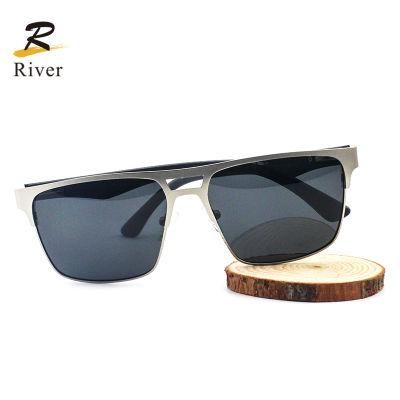 Square Custom Logo Ready Fashion Metal Frame Polarized Men Sunglasses