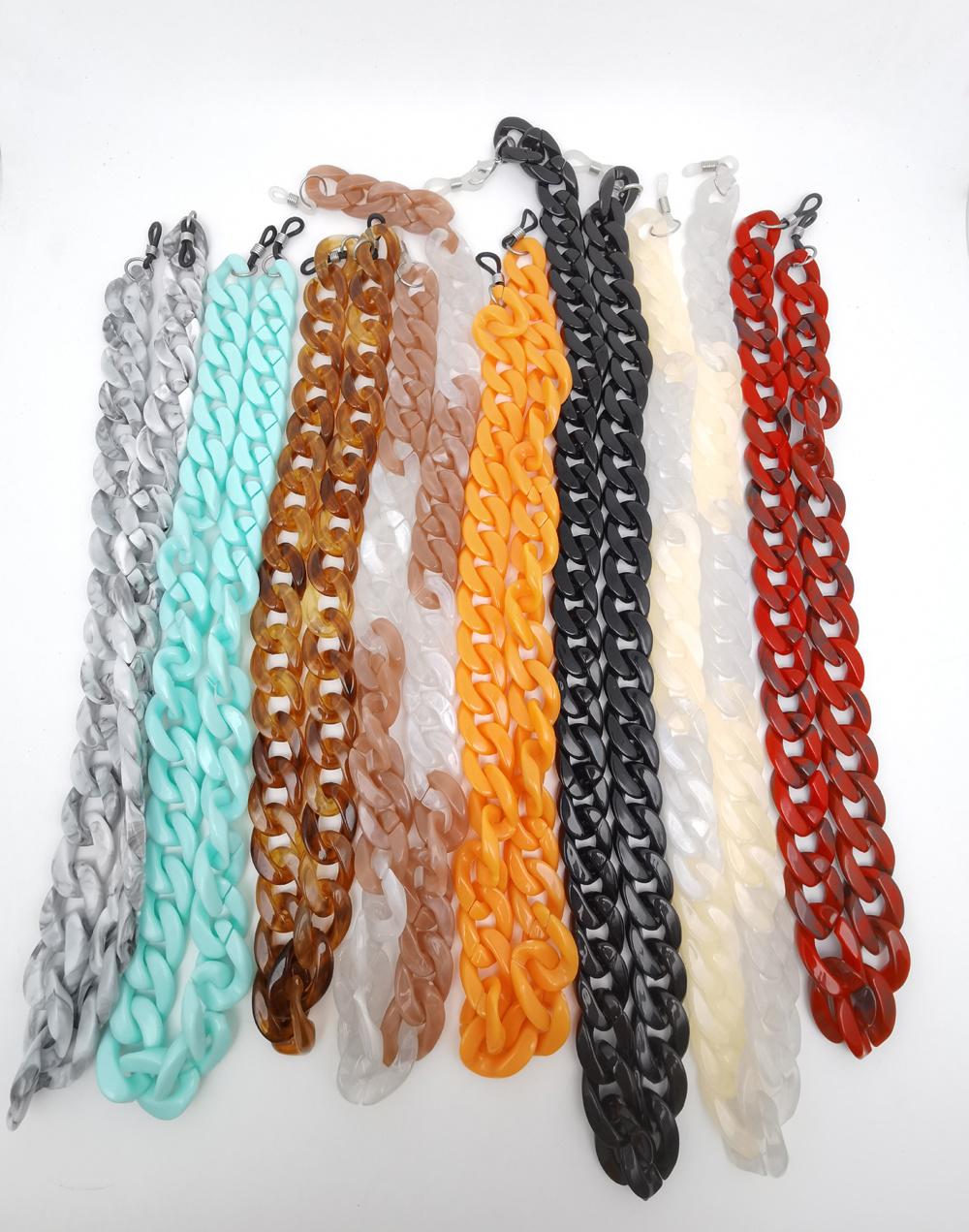 Trendy Hot Fashion Acrylic Reading Glasses Hanging Neck Chain Sunglasses Chain Acetate Acid Sunglasses Chains Lanyard Cord