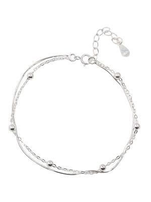 S925 Sterling Silver Fashion Double Chain Ball Snake Bone Chain Bracelet