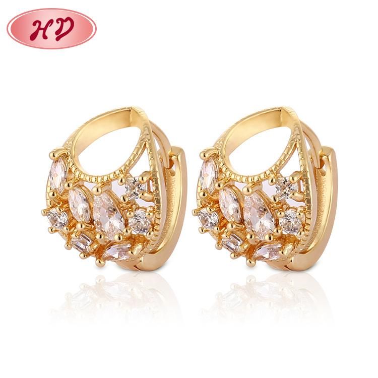 Bijoux 2020 18K Gold Plated Huggie Letter Creole Earrings with Zircon Stone