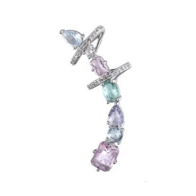 925 Silver Colorful Stone Single Clip Earring for Girls