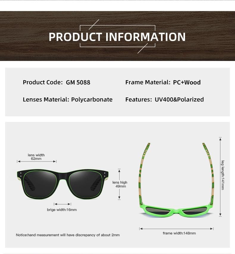 Promotion Wooden Sunglasses Custom Plastic Frame Cheap Gift Wooden Black Plastic Frame Sun Glasses Promotional Sunglasses