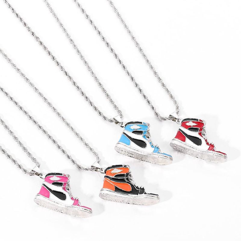 Fashion Four Color Tennis Shoes Hip Hop Necklace Jewelry