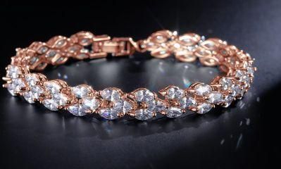 Bridal Wedding Elegant CZ Bracelet for Brides, Rose Gold CZ Bracelet