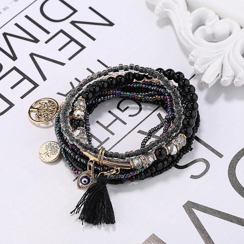 Bohemian National Style Bracelet Jewelry Colorful Rice Bead Multi-Layer Bracelet String