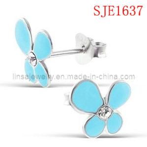 Cute Simple Design Stainless Steel Earrings with Crystal (SJE1637)
