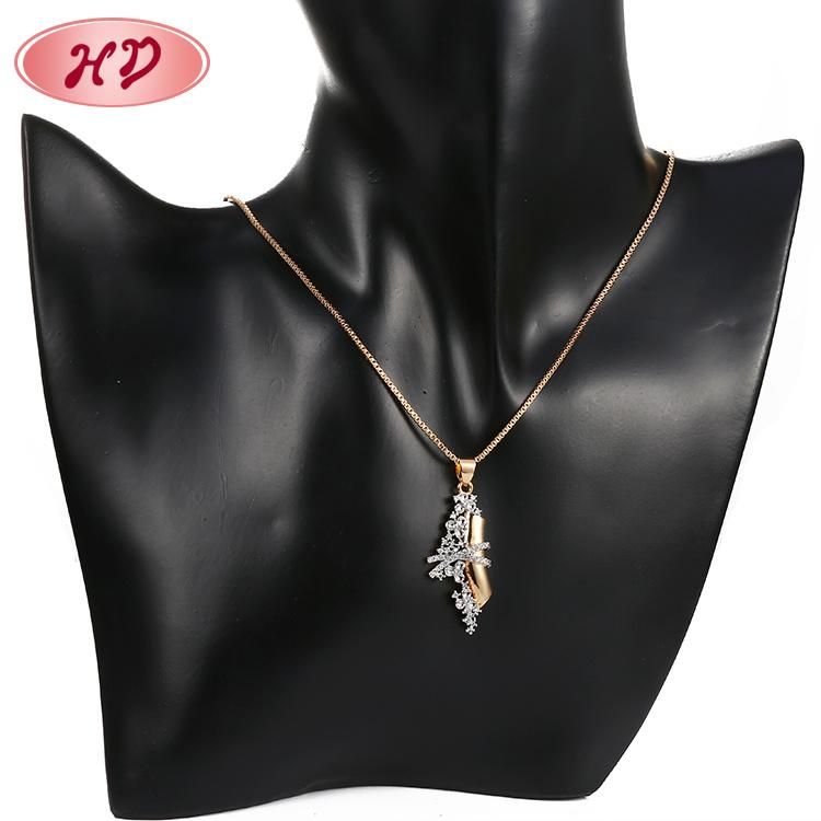 Fashion Accessories 18K Gold Plated Silver Alloy Women CZ Jewelry Sets Chain Pendant Necklace
