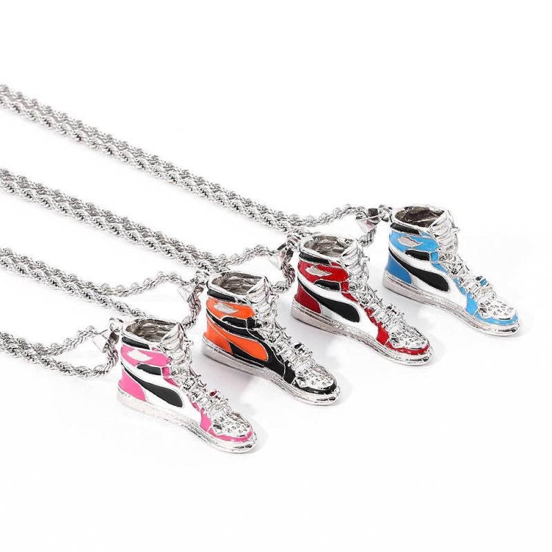 Fashion Four Color Tennis Shoes Hip Hop Necklace Jewelry